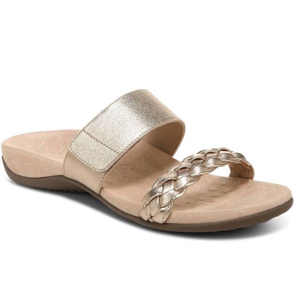 Vionic Jeanne Gold Sandals Women's Size 7 Orthaheel‎ Dual Strap